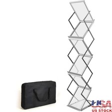 Portable Aluminum Magazine Rack 6 Pocket Brochure Holder Pop Up Display Stand US