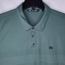 Travis Mathew Polo Shirt Mens XXL Striped Green Golf Performance Cotton