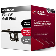 Für Golf Plus Typ 5M1/521 Anhängerkupplung abnehmbar + E-Satz 13pol AHK top neu