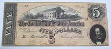 Crisp 1864 Type 69 $5.00 Confederate Note! Nice Example!