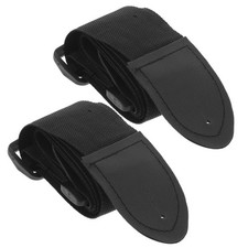 2Pcs Reusable Nylon Guitar Straps Black Adjustable Comfort Fit Guitar Strap