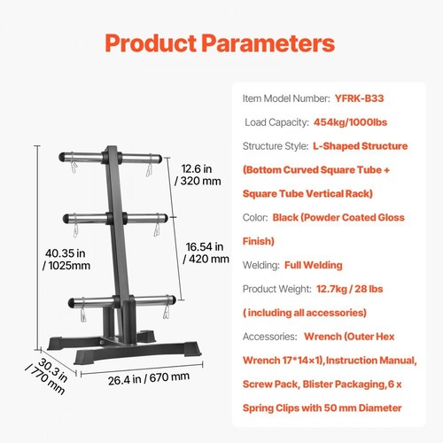 Heavy Duty Weight Plate Rack for Home Gym Barbell Storage 1000lbs Capacity - Picture 7 of 7