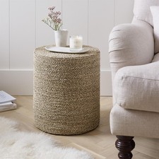 The White Company Norton Stool Natural Seagrass Rustic Artisan Side Table