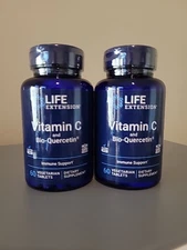 Life Extension ~ Vitamin C and Bio Quercetin 1000 mg 60 Vegetarian Capsules X 2 