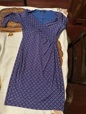 Lauren Ralph Lauren Blue Red White Geometric V-Neck Knee Dress Short Sleeve M