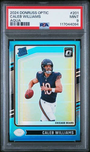 2024 Donruss Optic CALEB WILLIAMS Rated Rookie Aqua Blue /299 BEARS PSA 9