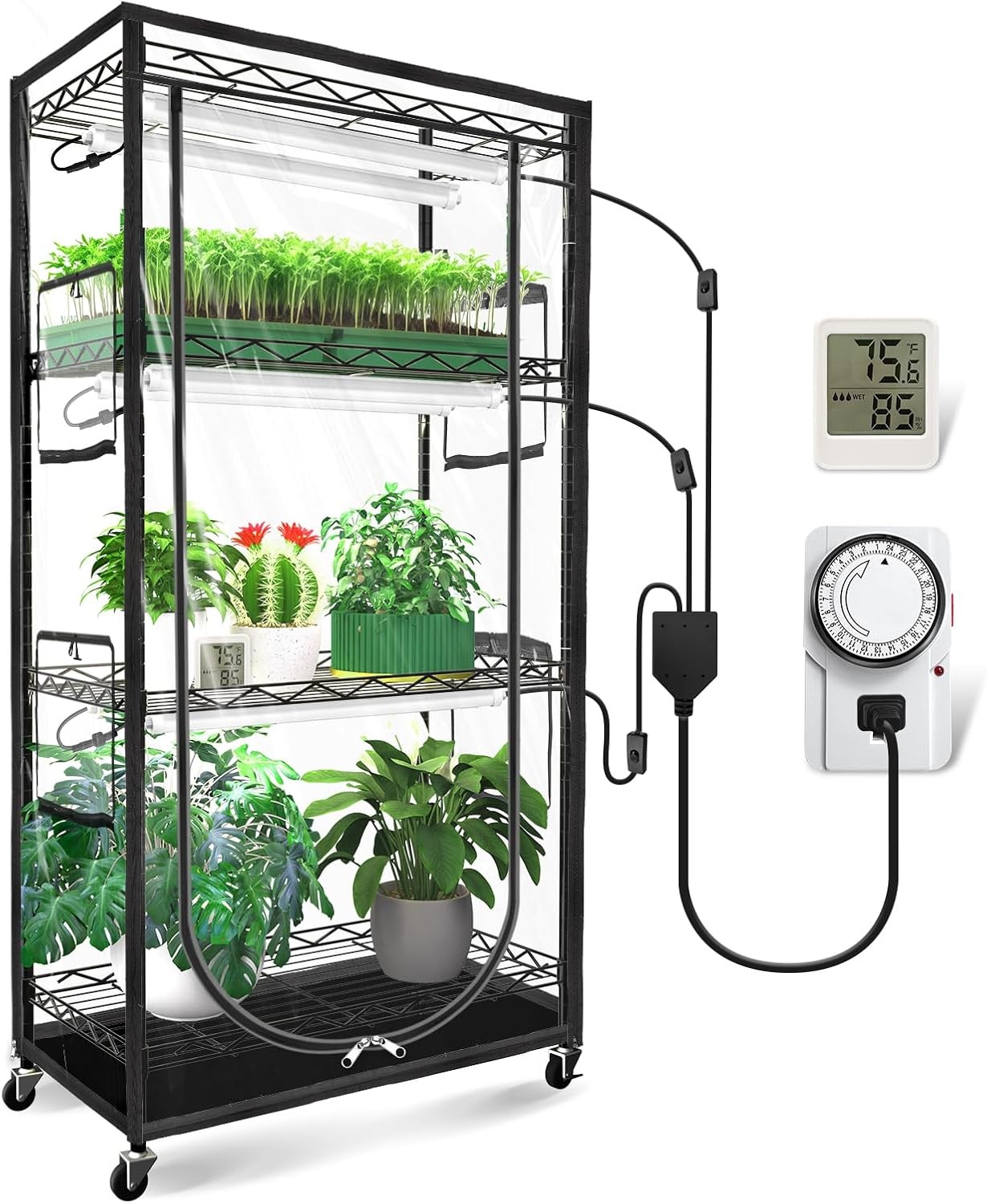 Indoor Greenhouse Plant Stand 6 2FT LED Grow Lights Full Spectrum Seed Starting