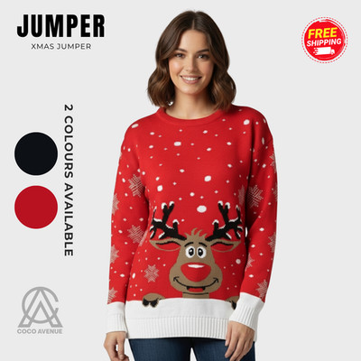 Damen Xmas Rentier Pullover Unisex Weihnachtspullover Party Festlich Herrenpullover