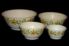 VINTAGE Mixing Bowls Set of 4 Summer Meadow Flowers Made in USA 1960's RARE FIND