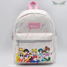 Sailor Moon Pink Icons White Mini Backpack Bag New