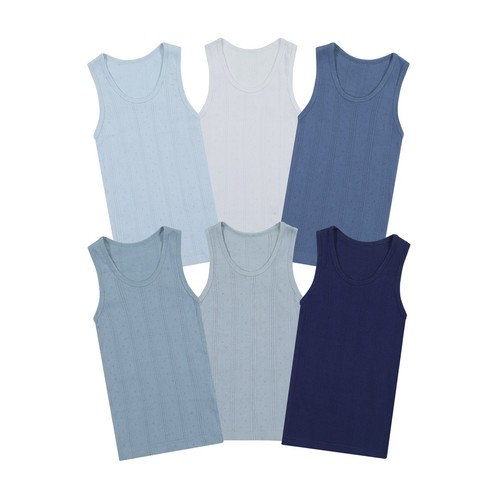 Buyless Fashion Boys Scoop Neck Undershirts Tagless Tank Top White (6 Pack) - Picture 8 of 56