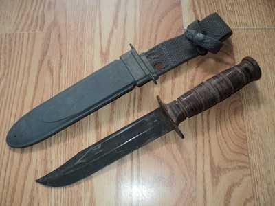 100% Authentic WWII USN KA-BAR MK 2 Fighting Knife w/ USN B M CO