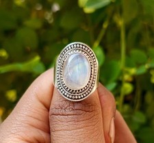 Rainbow Moonstone Ring 925 Sterling Silver Handmade Ring Women Engagement Ring
