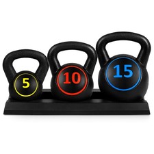 Best Choice Products 3-Piece Kettlebell Exercise Fitness Weight Set Storage Rack