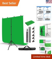 Green Screen Stand 7x5 ftHxW with 6.5x5 ft Backdrop Kit Chromakey, for Stre...