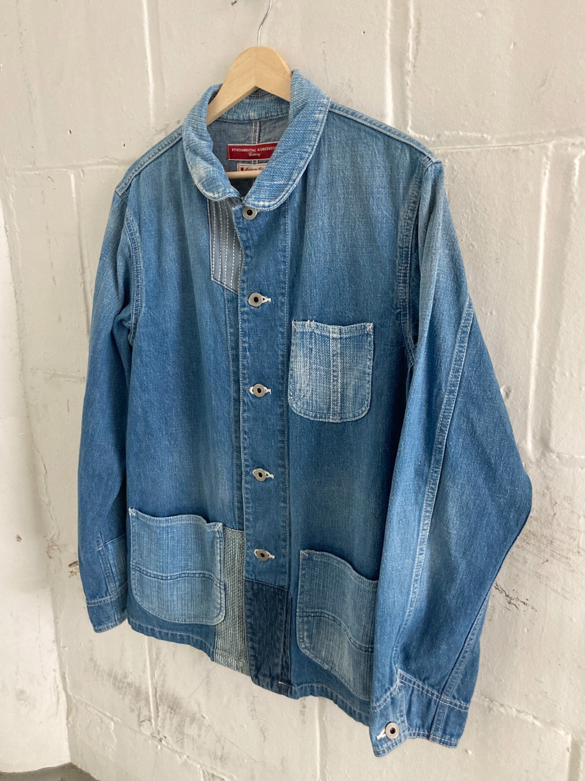 FDMTL Denim Patchwork Jacket Chore Jacket Indigo … - image 4