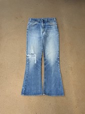 Vintage 70  s Levi  s 646 Orange Tab Bellbottom Flare Faded Denim Jeans Size 31x30
