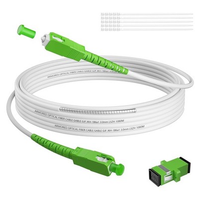 50Ft (15 Meters) SC/APC to SC/APC Fiber Optic Internet Cable, Armored Single Mod