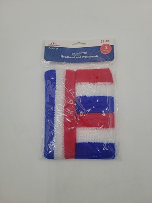 Headband And Wristbands Red, White, And Blue Patriotic USA 4th Of July Sweatband