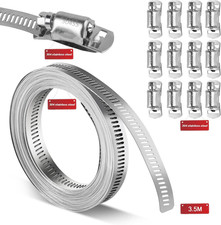 304 Stainless Steel Worm Gear Strapping Clamps, 9.84 Ft with 10 Fasteners - Pipe
