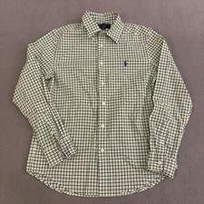 Polo Ralph Lauren Shirt Youth Boys L Green Plaid Long Sleeve Button Down Logo