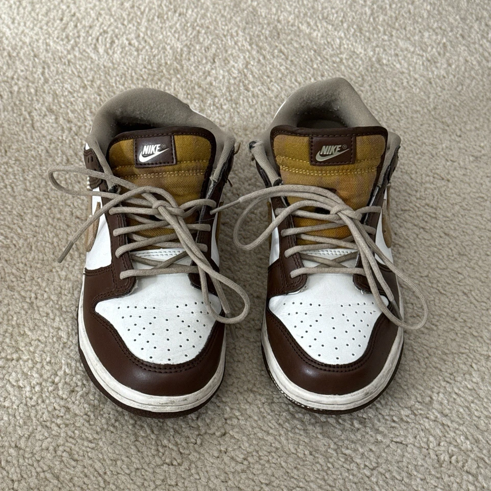 Nike Dunk Low Plaid Brown Sail FV3653-191 Big Kids 5Y/Mujer’s 6.5 Zapatos Foto 2 de 4