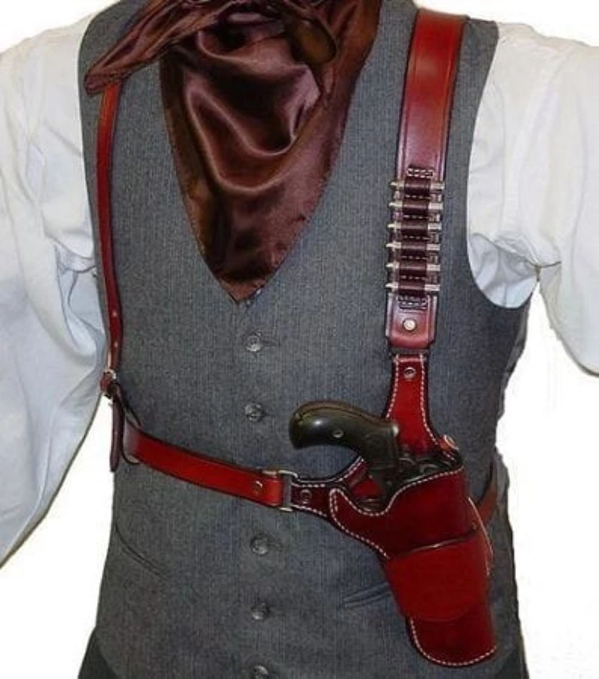 NEW Barsony Brown Leather Vertical Gun Shoulder Holster for S&W 4" Revolvers - Image 2 of 4