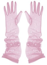 Women's 21'' Tulle Long Wedding Bridal Elbow Length Sheer Opera Party Gloves ...