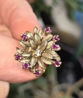 ~VINTAGE~ART~DECO~STERLING~SILVER~w/~RUBY~&~WHITE~TANZANITE~RING~SIZE~6.5~SIGNED