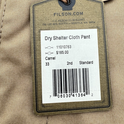 Filson Dry Shelter Cloth Pant Men's 33x31 Hemmed Camel 11010763