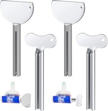 4 Pcs Toothpaste Tube Squeezer,Keys Metal Roller Hair Dye Dispenser Tool,