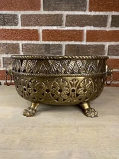 Decorative Crafts Inc Large Brass Jardiniere with Lion Heads and Paws MCM