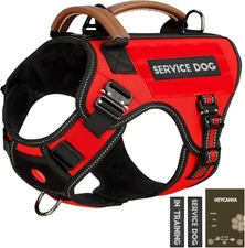 Service Dog Vest - Tactical Dog Harness Full Metal Buckles Dog Vest Large Red