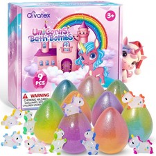 Unicorn Bath Bombs for Girls with Toys Inside, Natural Organic Bath Bombs Gif...