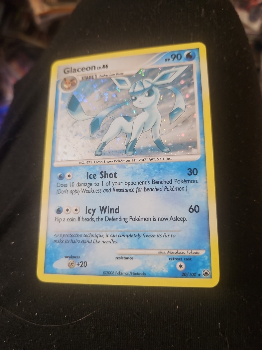 Pokémon TCG Glaceon Holo Rare Card 20/100 Majestic Dawn LP