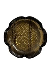 Vintage Amber Brown Pebble Bottom Round Blenko Glass Flower Petal Ashtray 6”