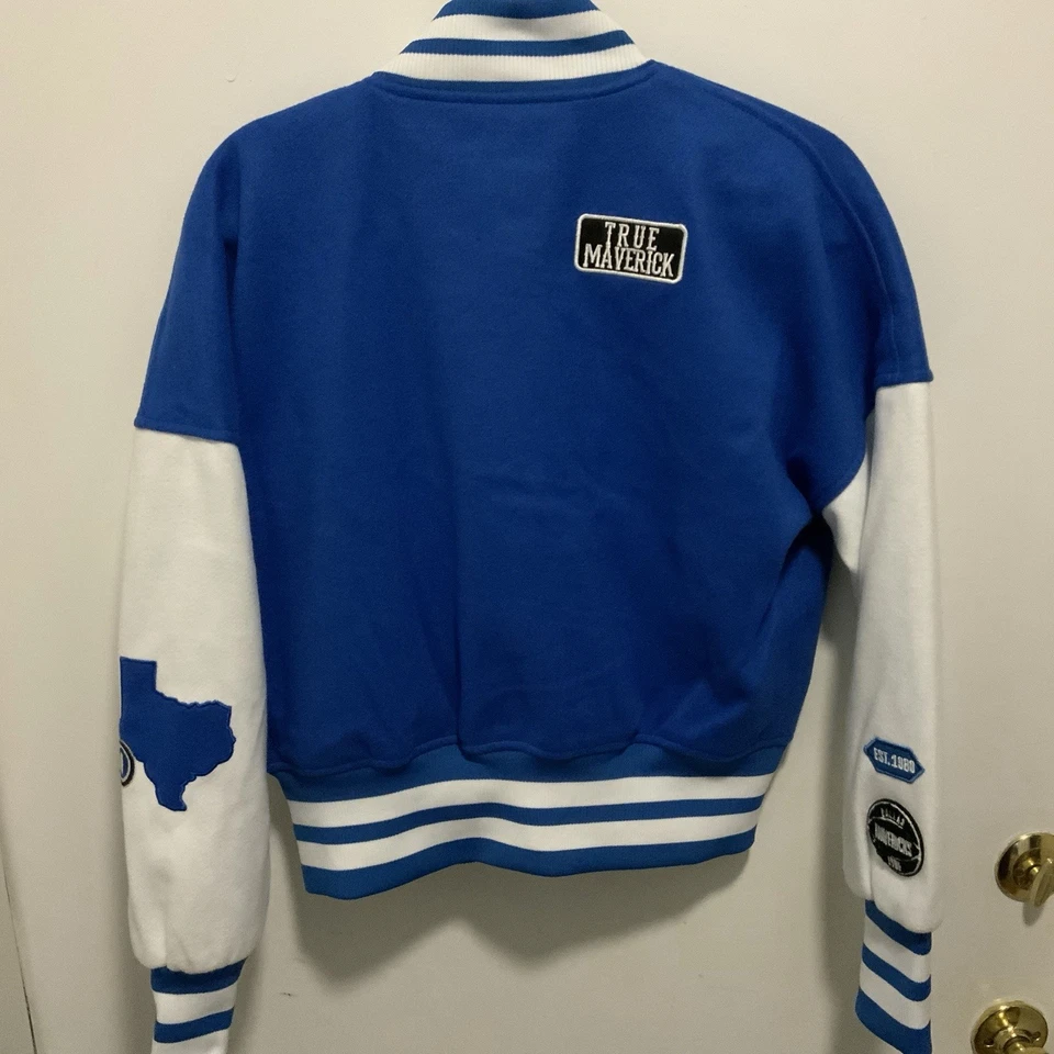 Chaqueta de lana universitaria para mujer Dallas Mavericks L Royal nueva $200 Foto 3 de 4