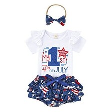 My First 4th of July Outfit Baby Girl Letter Romper 9-12 Months Star