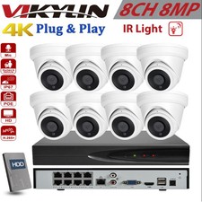 Vikylin 8CH 8POE Home CCTV Security Systems 4K 8MP IR30M IP Camera Outdoor Lot