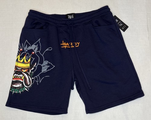 Ed Hardy Graphic Bulldog Cotton Shorts Men’s XL Navy Eclipse