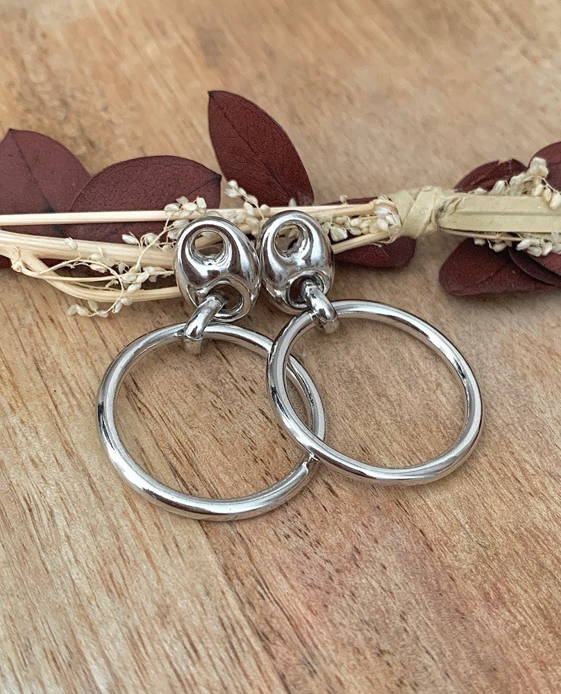 Boucles d'oreilles grain de café en argent 925 rhodié, bijoux éclatants de qualité supérieure