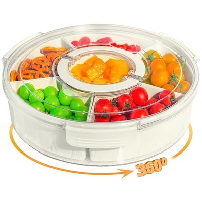 Snackle Box Unterteiltes Serviertablett mit Deckel Snackteller mit 6 Fächerns/
