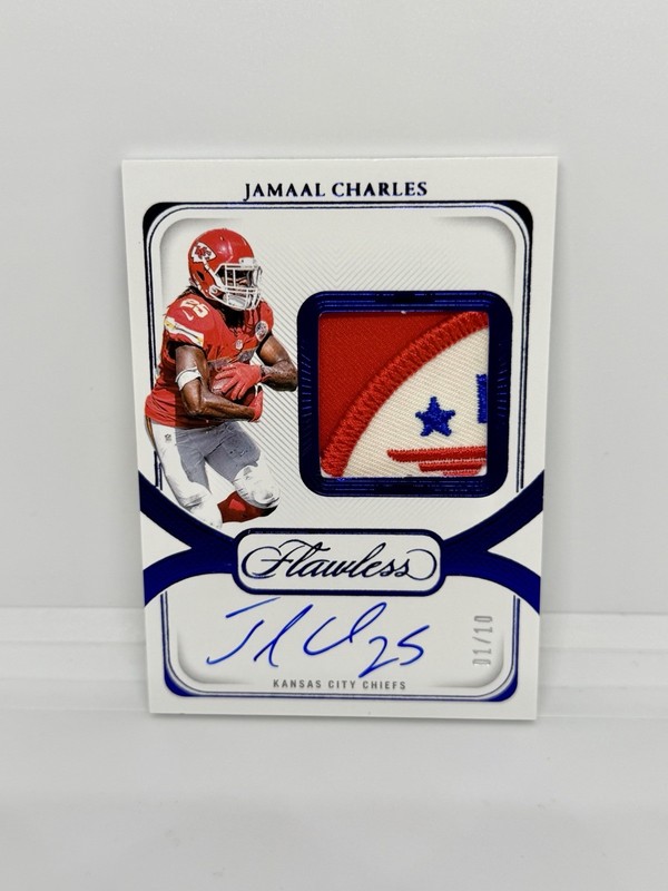 JAMAAL CHARLES 2024 Flawless Distinguished Patch Auto Sapphire 01/10 Chiefs