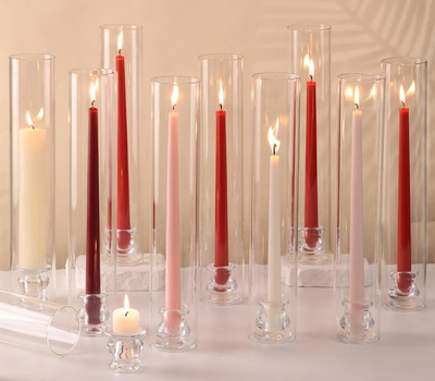 #ad Hurricane Glass Candle Holders Set of 12 Candlestick Holders for Taper Cand... $127.77