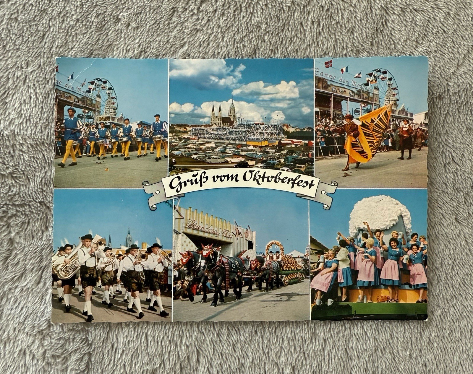 Vintage 1950’s Oktoberfest Celebration From Munich Germany Postcard Unposted