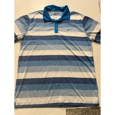 Nike Golf Dri-FIT Tour Performance Polo Shirt Blue Striped Mens Large