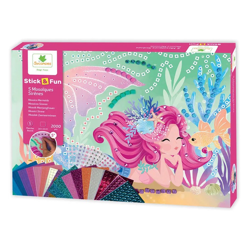 Mosaïques à coller sirènes kit loisirs créatifs enfant 5 ans