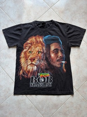 Soft Rock Bob Marley Herren T-Shirt Schwarz S Baumwolle Jersey Rundhals Löwendruck