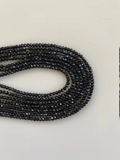 Black Spinel 5 strands. AAA Quality, 13" long Strands, Micro Faceted, Rondelles,
