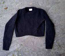 Aritzia Wilfred Free Black Cable Knit Pullover Cropped Sweater - xxs 2xs